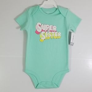 Carter's Baby Girl Bodysuit Onesie. "Super Sister"